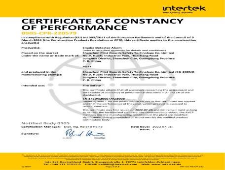 祝賀領(lǐng)航集團(tuán)煙霧報警器獲得歐盟權(quán)威質(zhì)量標(biāo)準(zhǔn)EN14604認(rèn)證